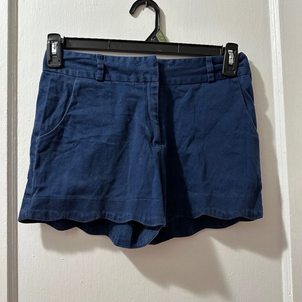 Stooshy Navy Scallop Bottom Shorts in‎ 7